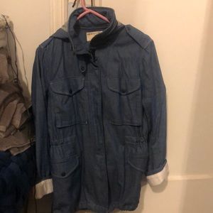 Rag and bone xs new without tag cinched waste Jean utility jacket with hood.